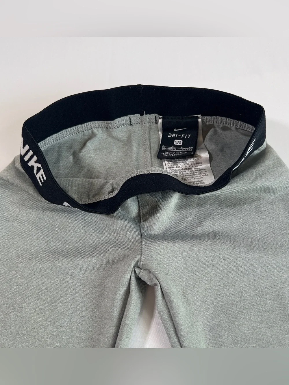 Nike Kids Gray Leggings with Black Logo Waistband